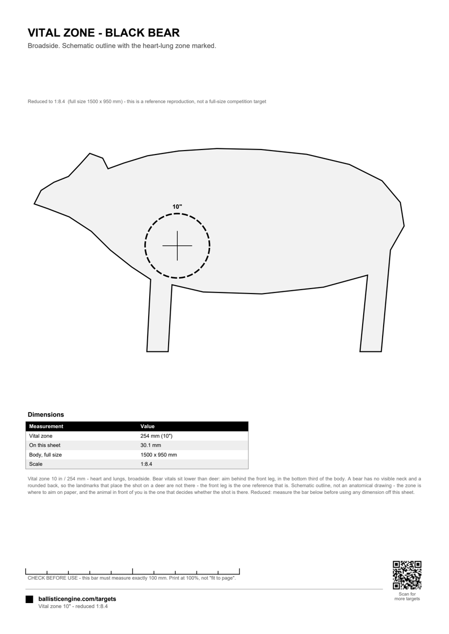 Full preview of the Vital Zone — Black Bear target sheet