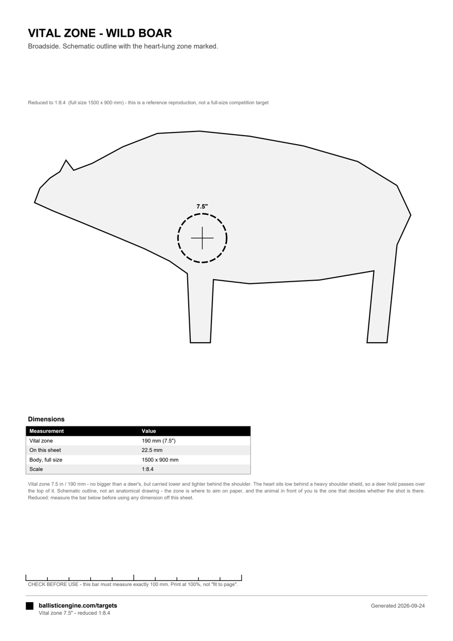 Full preview of the Vital Zone — Wild Boar target sheet