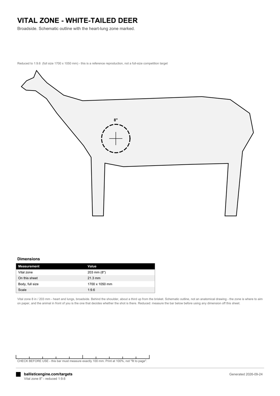 Full preview of the Vital Zone — White-Tailed Deer target sheet