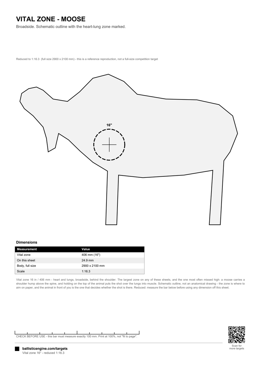 Full preview of the Vital Zone — Moose target sheet